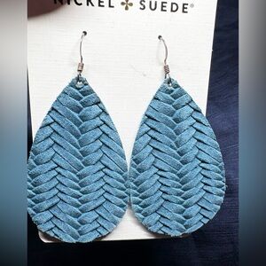 Nickel + Suede Arctic Knit Tear Drop Leather Earrings